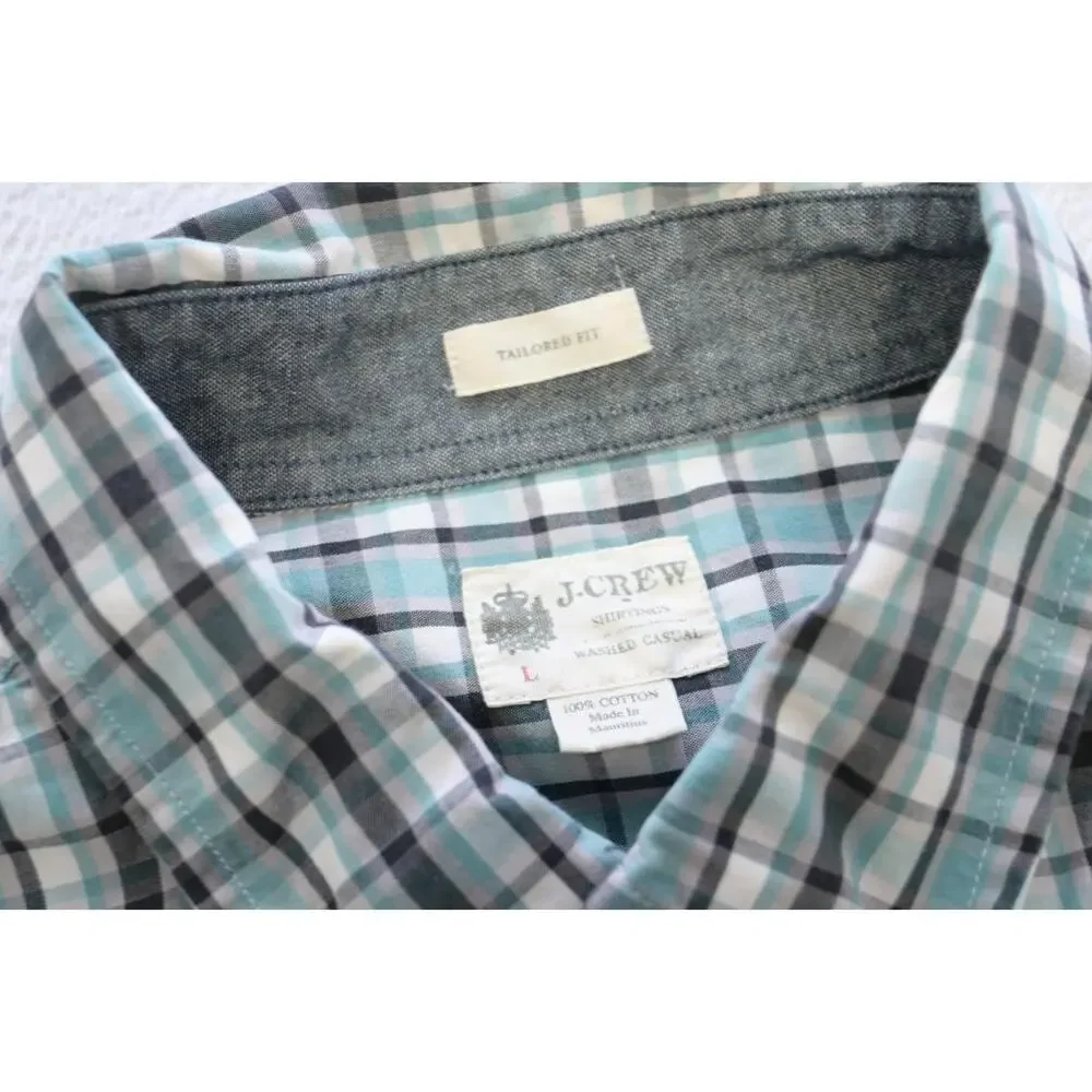 J Crew Dress Shirt Plaid Tailored Fit Long Sleeve Button‎ Up Casual Mens Large